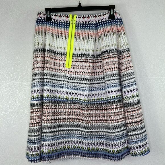Aqua Multicolor Square Perforated A Line Midi Skirt S - Picture 3 of 4